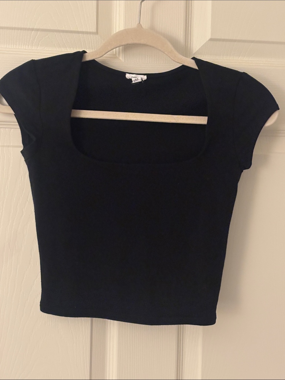 Garage Soft Black Square Neck Crop Top